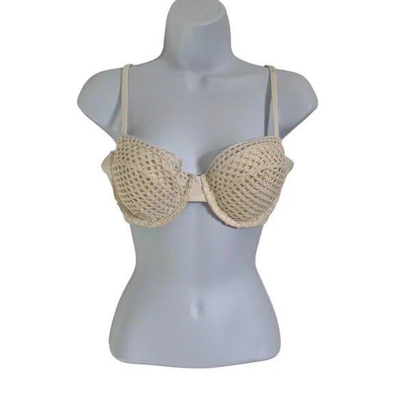 Shade & Shore Womens Crochet Lace Underwire Bra Adjustable Straps Size 36B - Picture 1 of 16